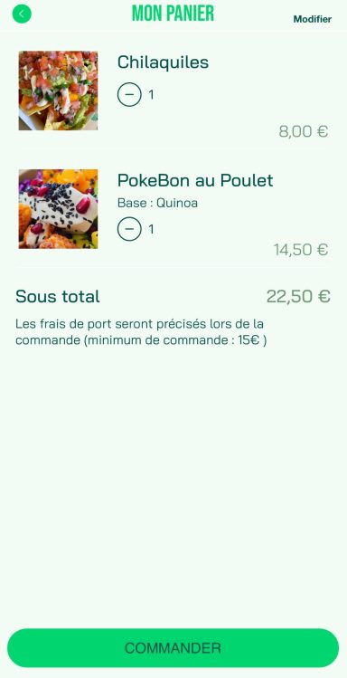 Native Consulting x Foir'Food Application panier