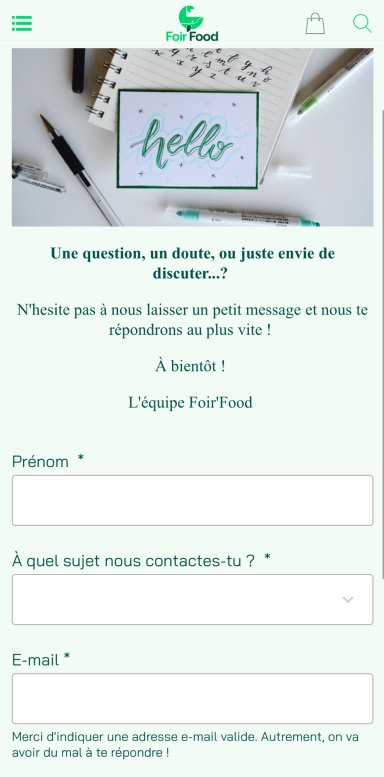 Native Consulting x Foir'Food Application Contact